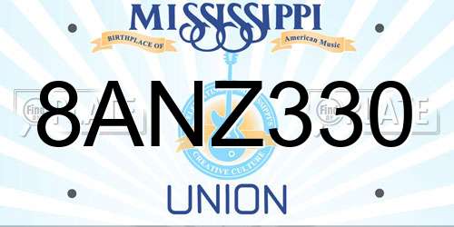8ANZ330 Mississippi License Plate