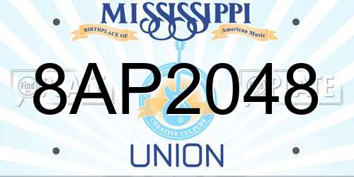 8AP2048 Mississippi License Plate