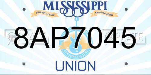 8AP7045 Mississippi License Plate