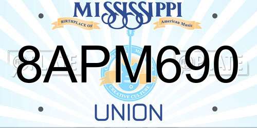 8APM690 Mississippi License Plate