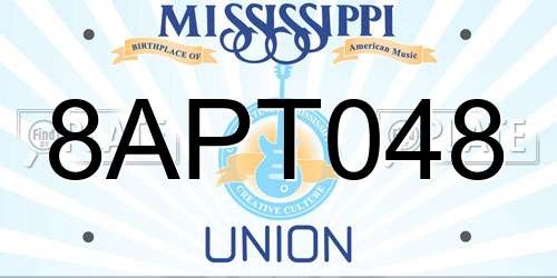 8APT048 Mississippi License Plate