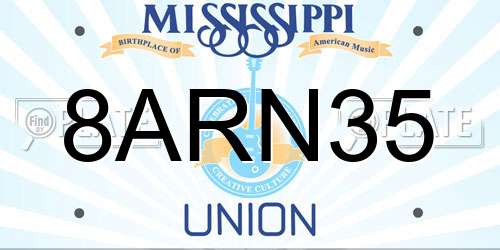8ARN35 Mississippi License Plate