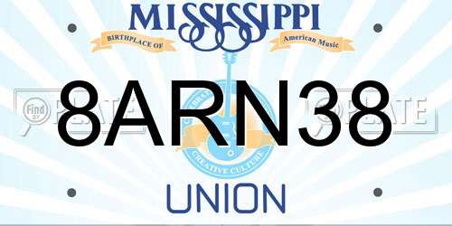 8ARN38 Mississippi License Plate