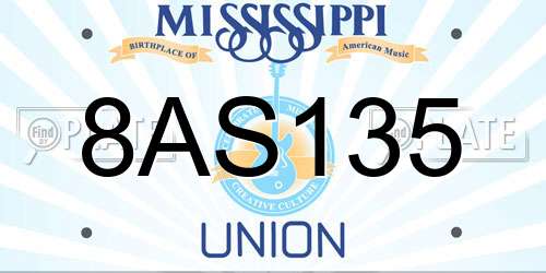 8AS135 Mississippi License Plate