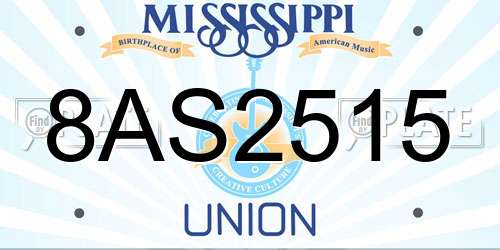 8AS2515 Mississippi License Plate