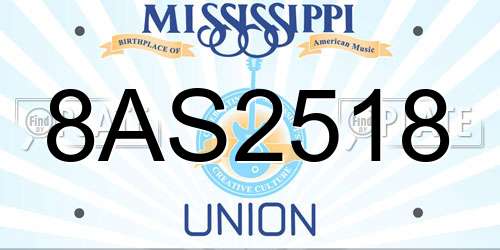 8AS2518 Mississippi License Plate
