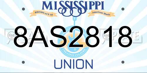 8AS2818 Mississippi License Plate