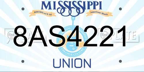 8AS4221 Mississippi License Plate