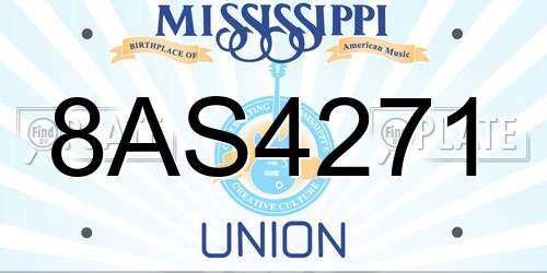 8AS4271 Mississippi License Plate