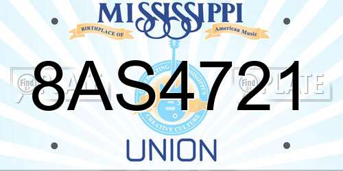 8AS4721 Mississippi License Plate