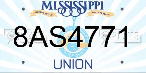 8AS4771 Mississippi License Plate