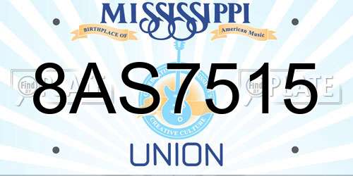 8AS7515 Mississippi License Plate