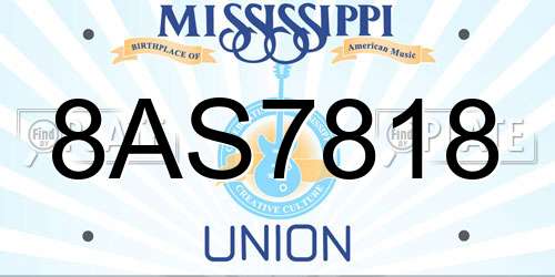 8AS7818 Mississippi License Plate