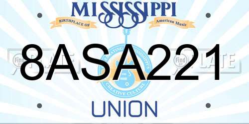 8ASA221 Mississippi License Plate