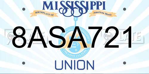 8ASA721 Mississippi License Plate