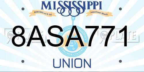 8ASA771 Mississippi License Plate