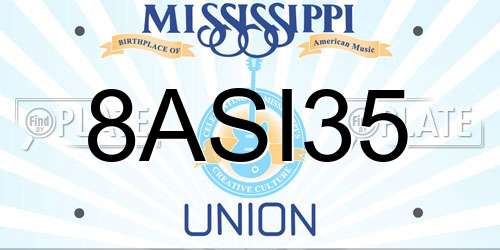 8ASI35 Mississippi License Plate