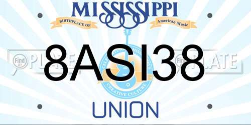 8ASI38 Mississippi License Plate