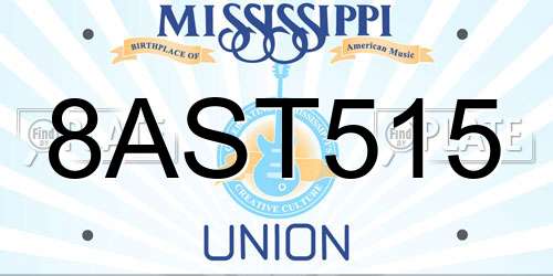 8AST515 Mississippi License Plate
