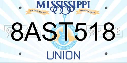 8AST518 Mississippi License Plate