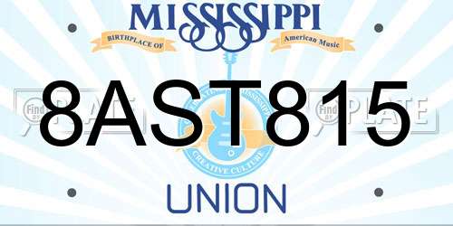 8AST815 Mississippi License Plate