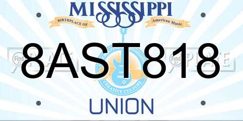 8AST818 Mississippi License Plate