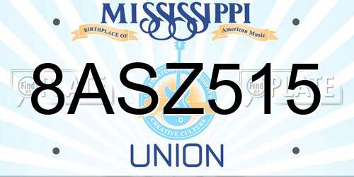 8ASZ515 Mississippi License Plate