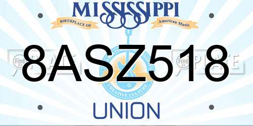 8ASZ518 Mississippi License Plate