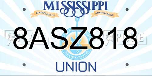 8ASZ818 Mississippi License Plate