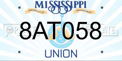 8AT058 Mississippi License Plate
