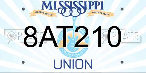 8AT210 Mississippi License Plate
