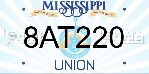 8AT220 Mississippi License Plate
