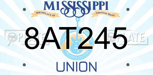 8AT245 Mississippi License Plate