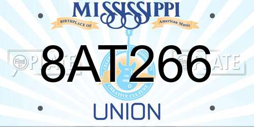 8AT266 Mississippi License Plate