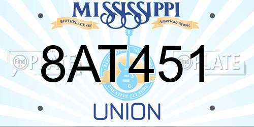 8AT451 Mississippi License Plate