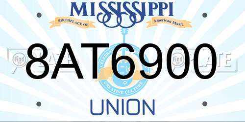 8AT6900 Mississippi License Plate