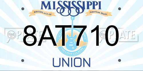 8AT710 Mississippi License Plate