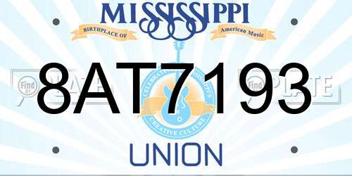 8AT7193 Mississippi License Plate
