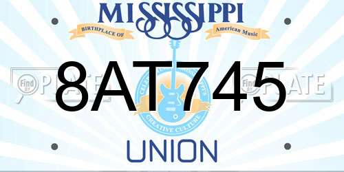 8AT745 Mississippi License Plate