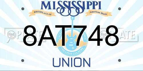 8AT748 Mississippi License Plate