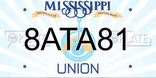 8ATA81 Mississippi License Plate