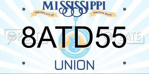 8ATD55 Mississippi License Plate