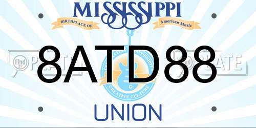 8ATD88 Mississippi License Plate