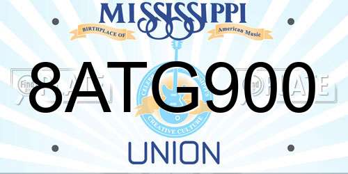 8ATG900 Mississippi License Plate
