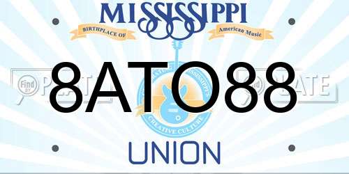 8ATO88 Mississippi License Plate