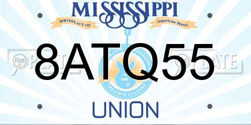 8ATQ55 Mississippi License Plate