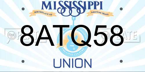 8ATQ58 Mississippi License Plate