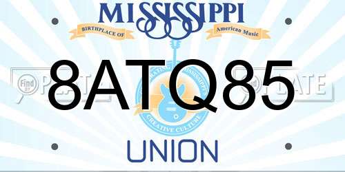 8ATQ85 Mississippi License Plate