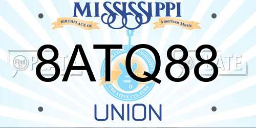 8ATQ88 Mississippi License Plate