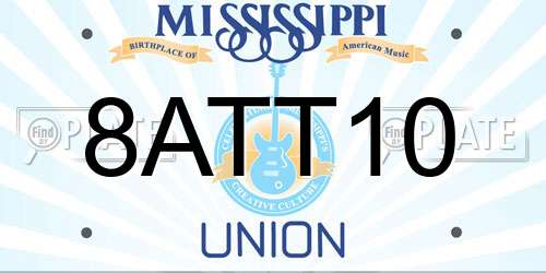 8ATT10 Mississippi License Plate